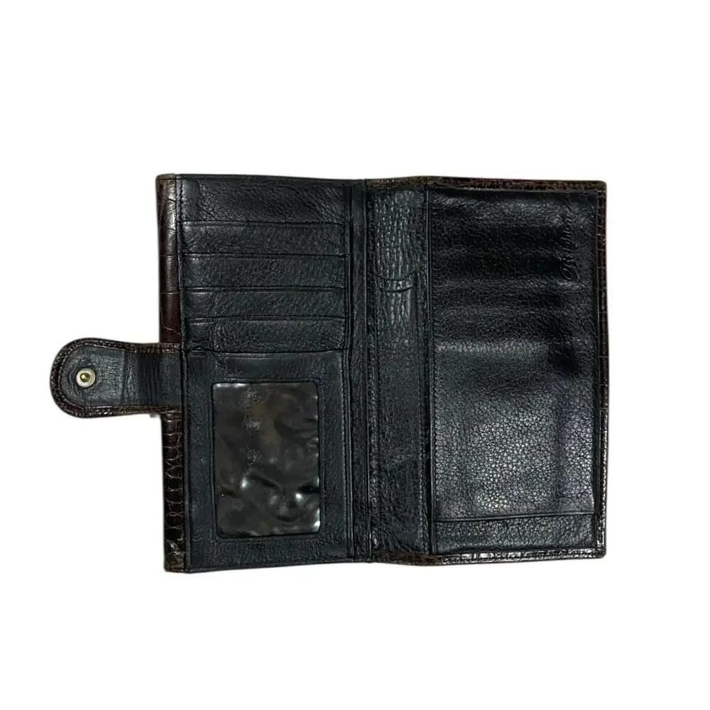 Y2K Brighton Croco Embossed Leather Snap Wallet